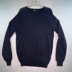J.Crew Mens Sweater V‎ Neck Long Sleeve Knit Pullover Casual LT Black